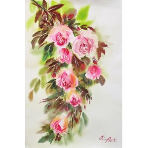 Shaima umer, 12 x 20 Inch, Water Color on Paper, Floral Painting, AC-SHA-012